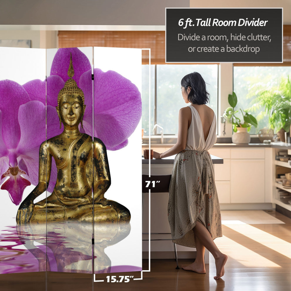 6' Tall Double Sided Thai Buddha Room Divider