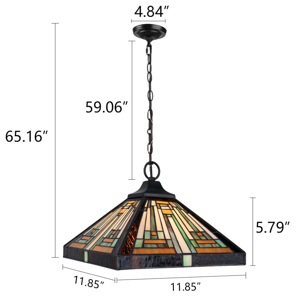 Innes Tiffany 1-Light Mission Ceiling Pendant 12" Shade