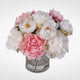 Silk French Peonies Bouquet in Glass Vase With Fake Water