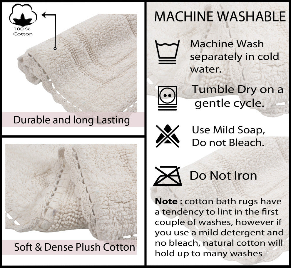 Casual Elegance Reversible Bath Rugs Set, 24x40 Rectangle, Ivory