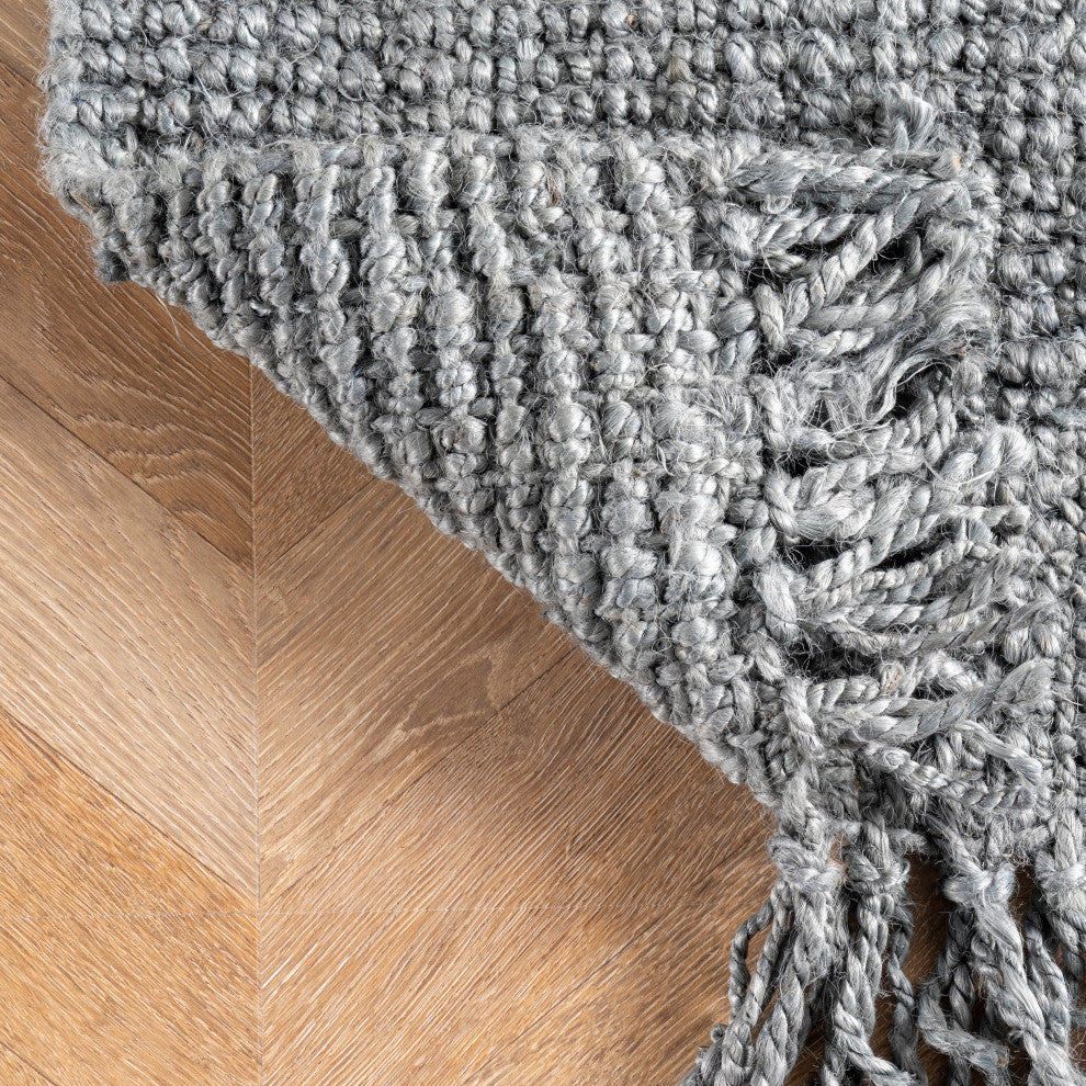 Nuloom Hand Woven Maui Chunky Loop Rug, Grey 5'x7'6"