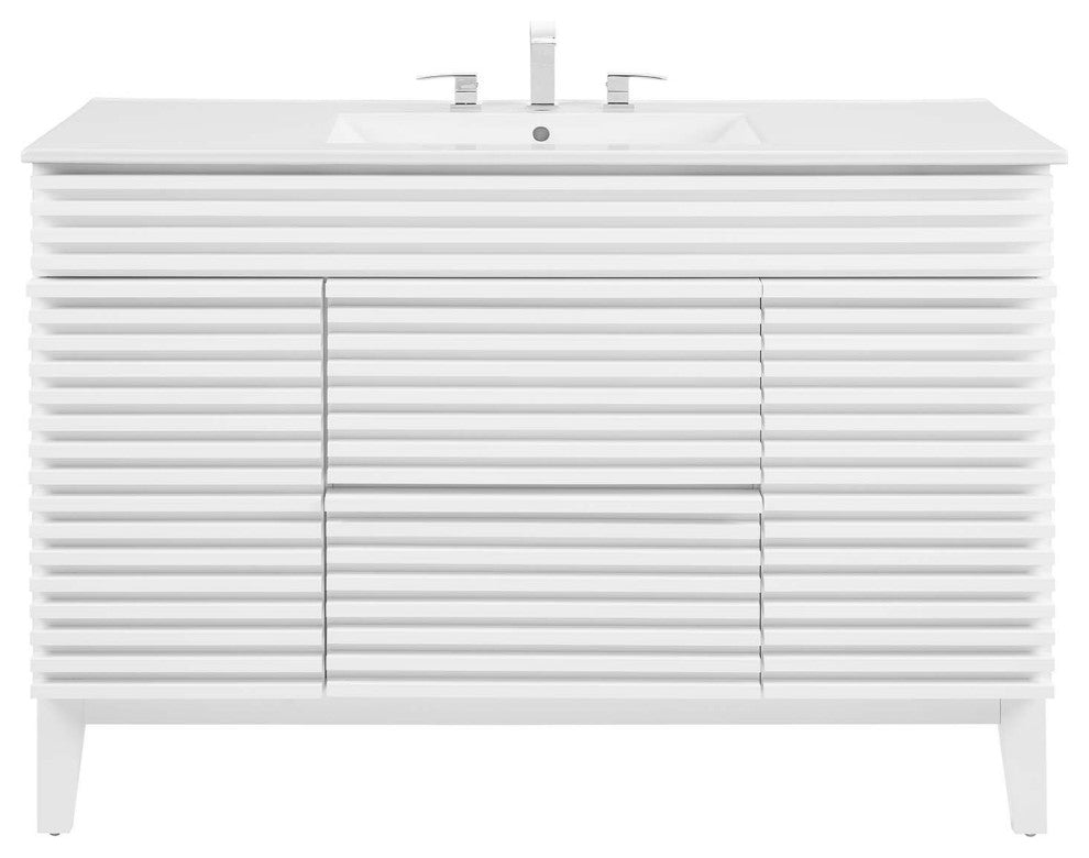 Render 48" Single Sink Bathroom Vanity, White White