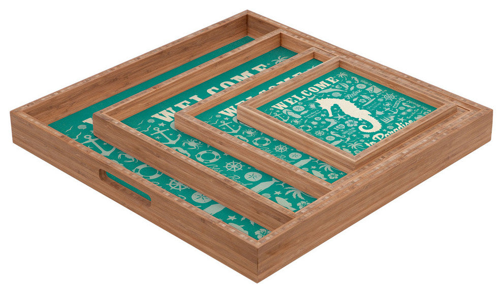 Anderson Design Group Seahorse Pattern Square Tray, Medium