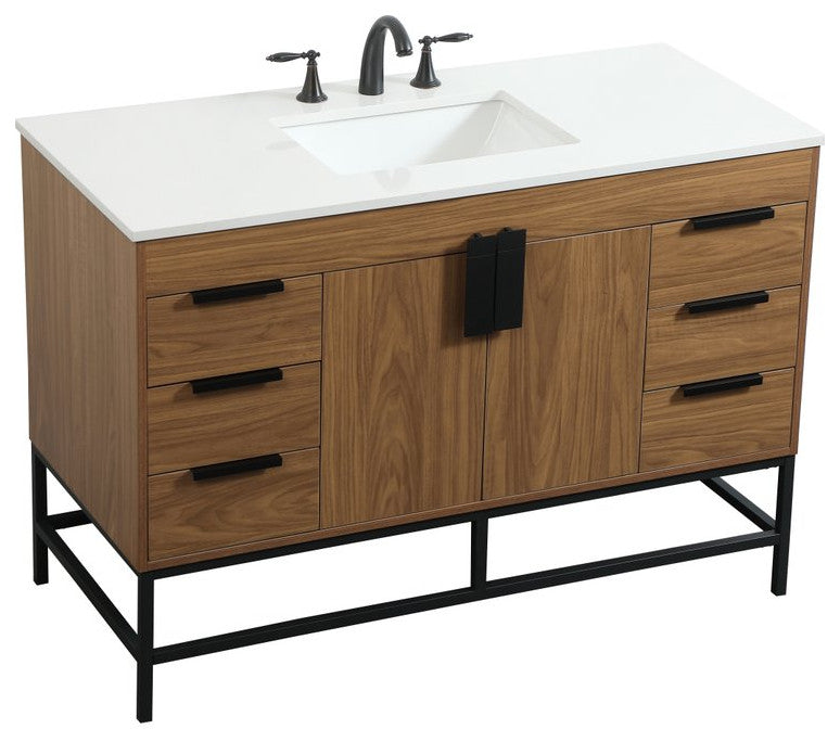 Home Living 22" Modern Walnut Brown-Light Bathroom Vanity