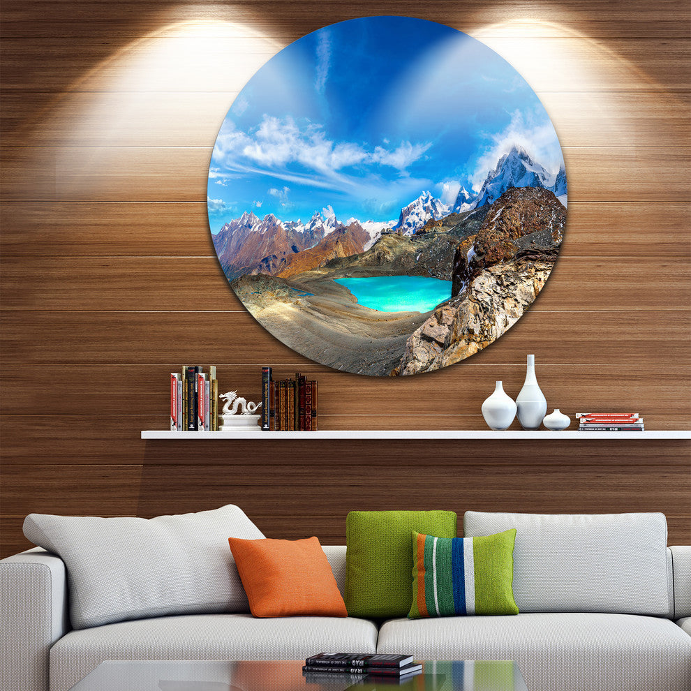 Enchanting Swiss Alps Mountains, Landscape Disc Metal Artwork, 36"
