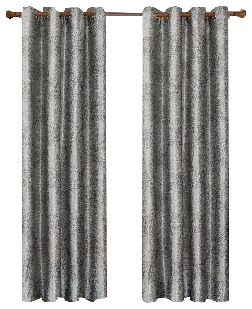 Lexington Jacquard Grommet-Top Panels, Set of 2, Silver, 104"x96"