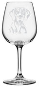 Vizsla Dog Themed Etched All Purpose 12.75oz. Libbey Wine Glass