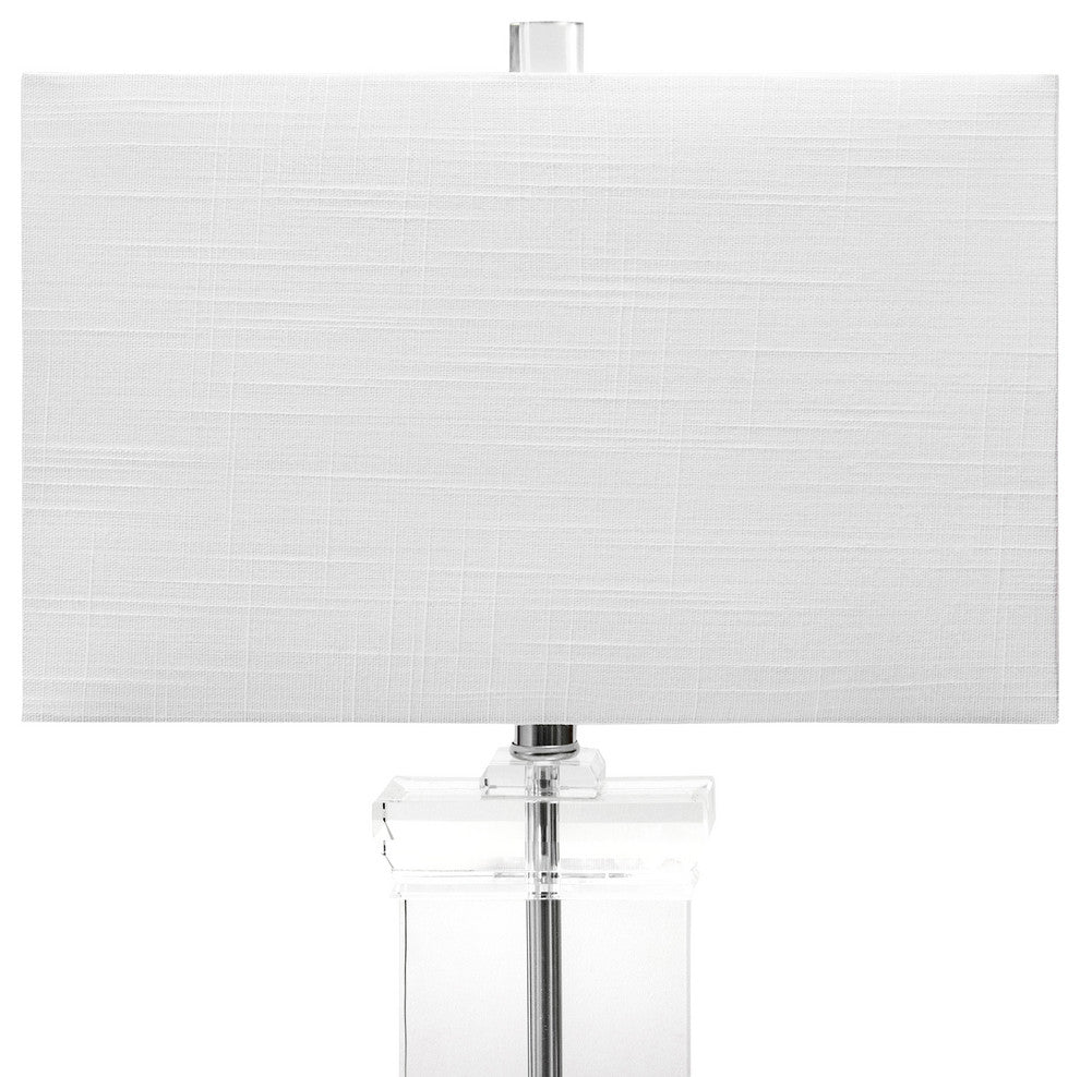 Nuloom 25" Helena Crystal Ionic Column Cotton Shade Clear Table Lamp