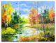 "Fusion of Autumn Shades" Glossy Metal Wall Art, 3 Panels, 36"x28"