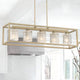 Vanity Art Modern Crystal Cut 5-Light Linear Pendant, Brass Dust