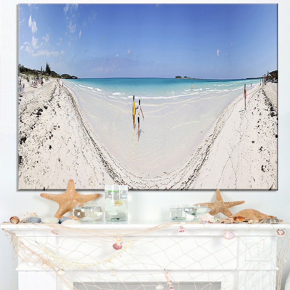 "Cayo Coco Tropical Beach Panorama" Modern Seascape Canvas Artwork, 40"x20"
