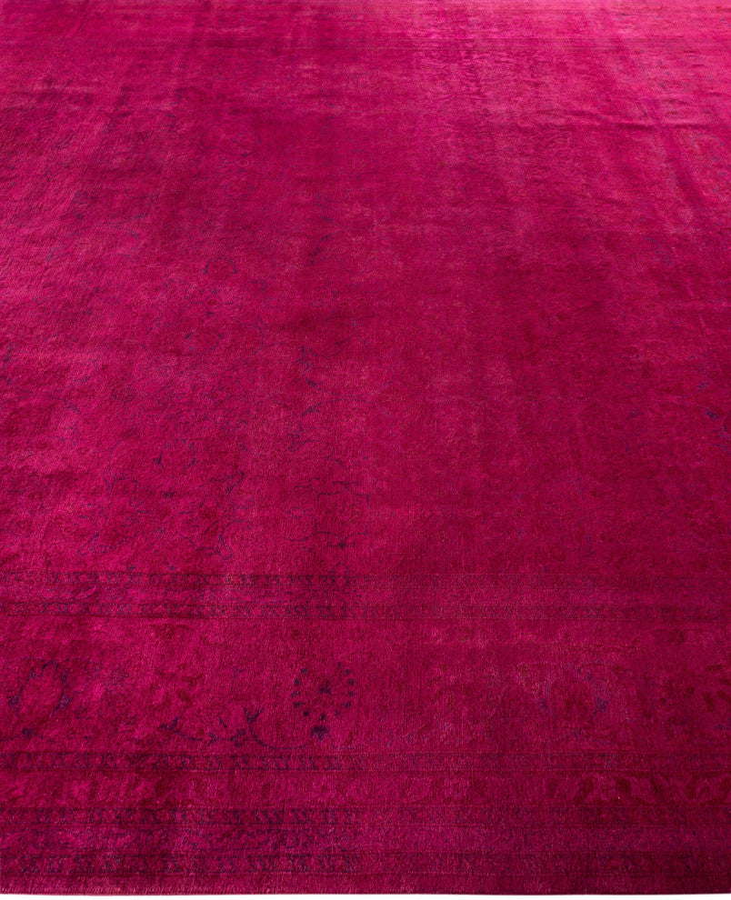 Overdyed One-of-a-Kind Hand-Knotted Area Rug Pink, 9' 3" x 11' 10"