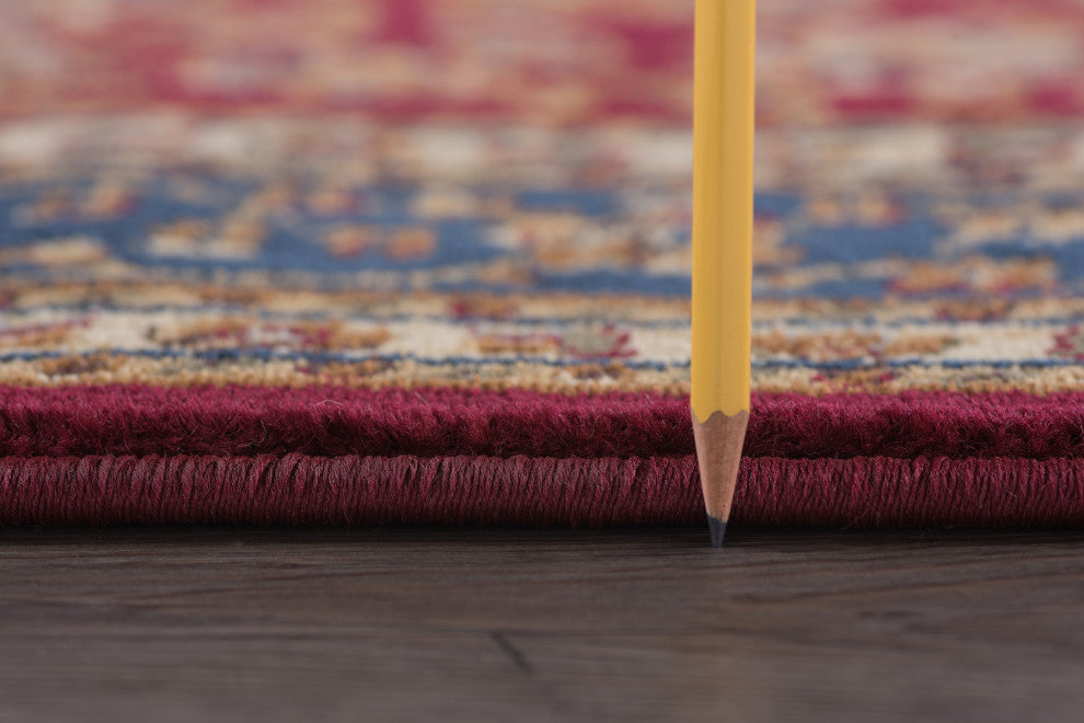 Kirsten Transitional Border Area Rug, Red, 5'3''x7'3''