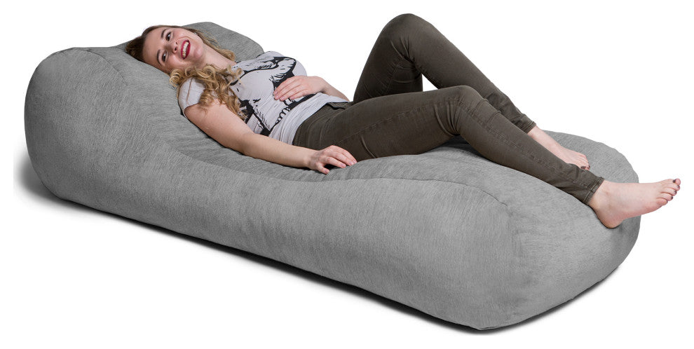 Arlo Chaise Lounge Bean Bag Chair, Premium Chenille, Gray