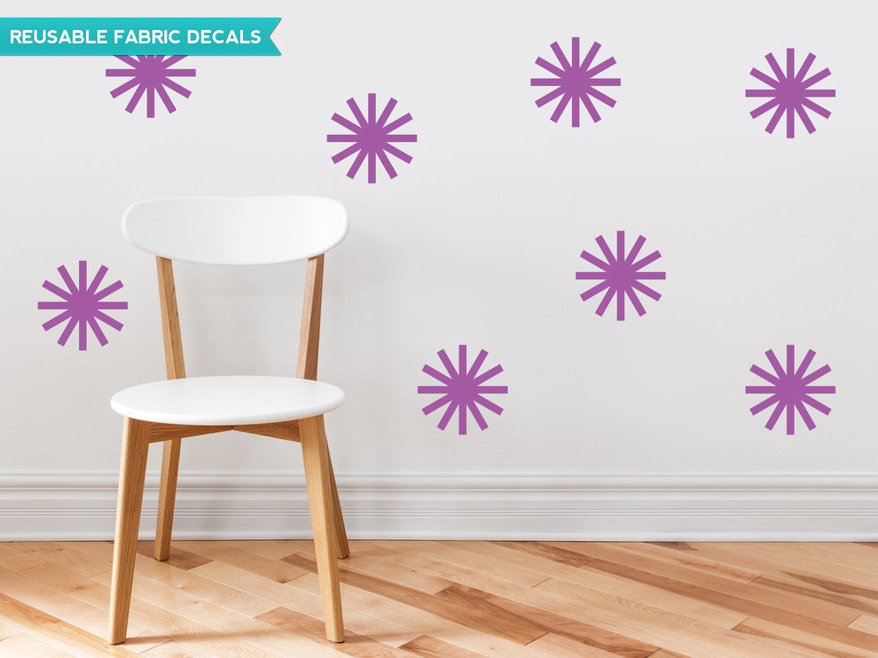 Starburst Fabric Wall Decals, Set of 8, Purple