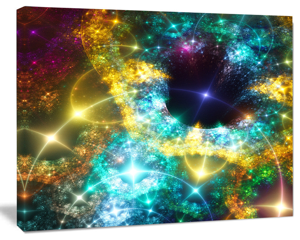 Golden Cosmic Black Hole, Abstract Art on Canvas, 20x12