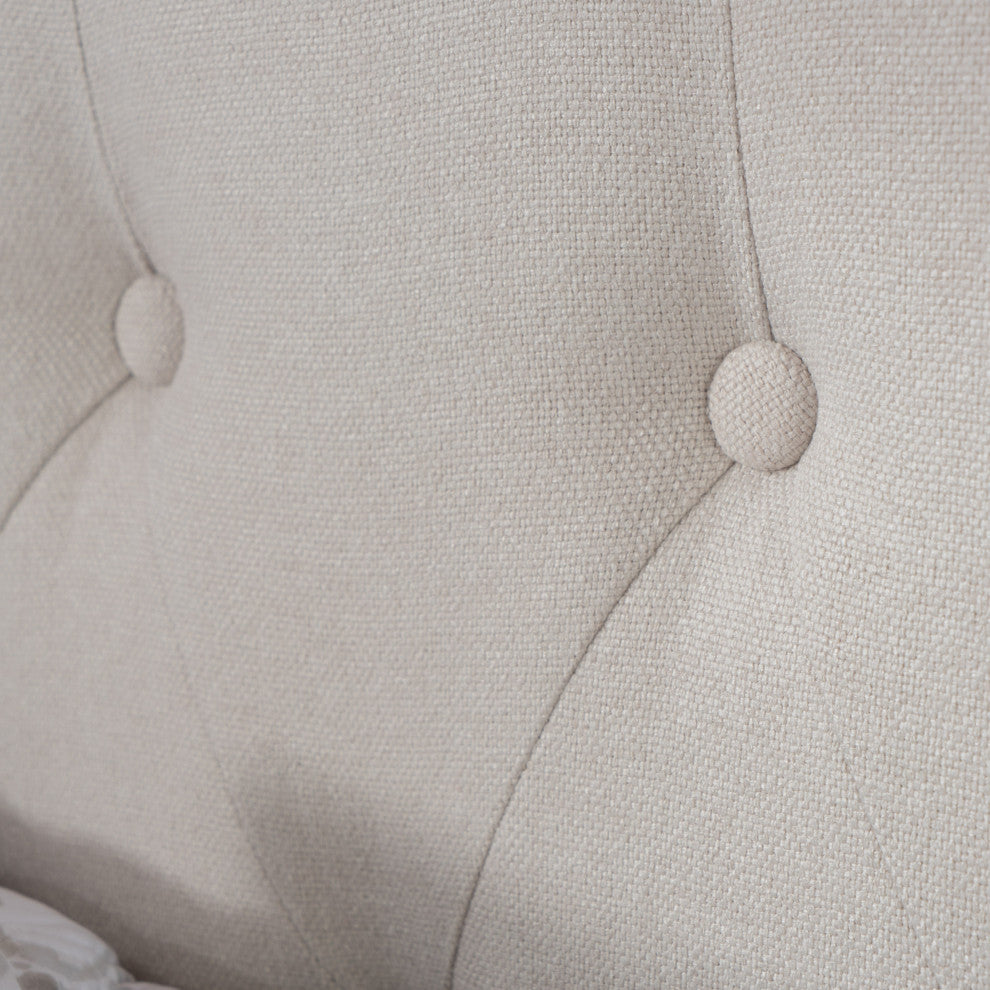 GDF Studio Adelais Fully Upholstered Queen Bed Set, Ivory