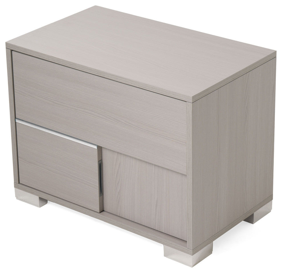 Modrest Ethan Italian Modern Gray Nightstand, Left