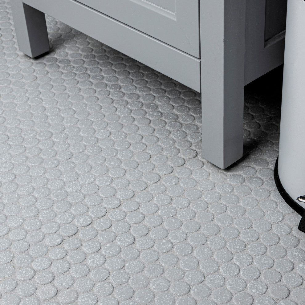 Hudson Penny Porcelain Mosaic Floor and Wall Tile, Crystalline Grey