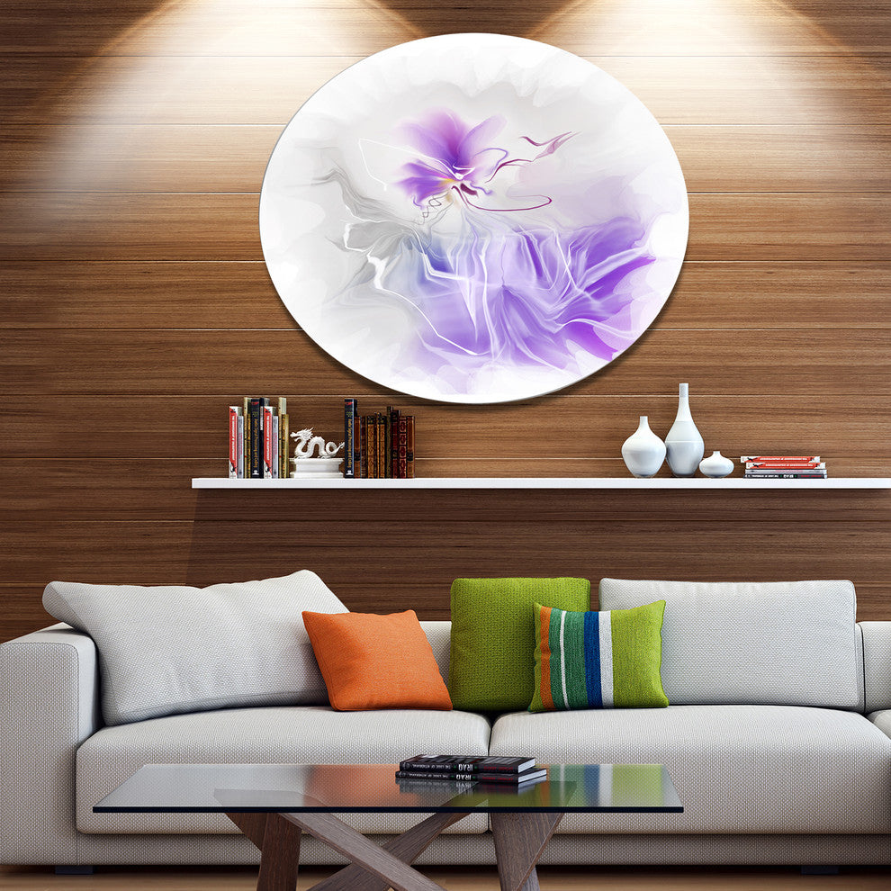 Abstract Painted Blue Floral Design, Floral Round Wall Art, 23"