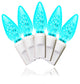 35 C6 Teal LED Lights 4" Spacing On White Wire