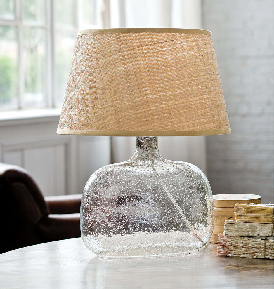 Seeded Oval Glass Table Lamp