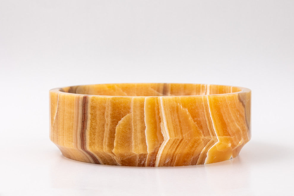 Natural Stone Vessel Bathroom Sink, Burj Honey Onyx