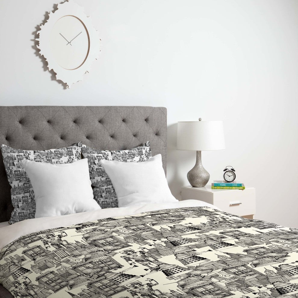 Deny Designs Sharon Turner Walking Doodle Toile De Jouy Duvet Cover - Lightweigh