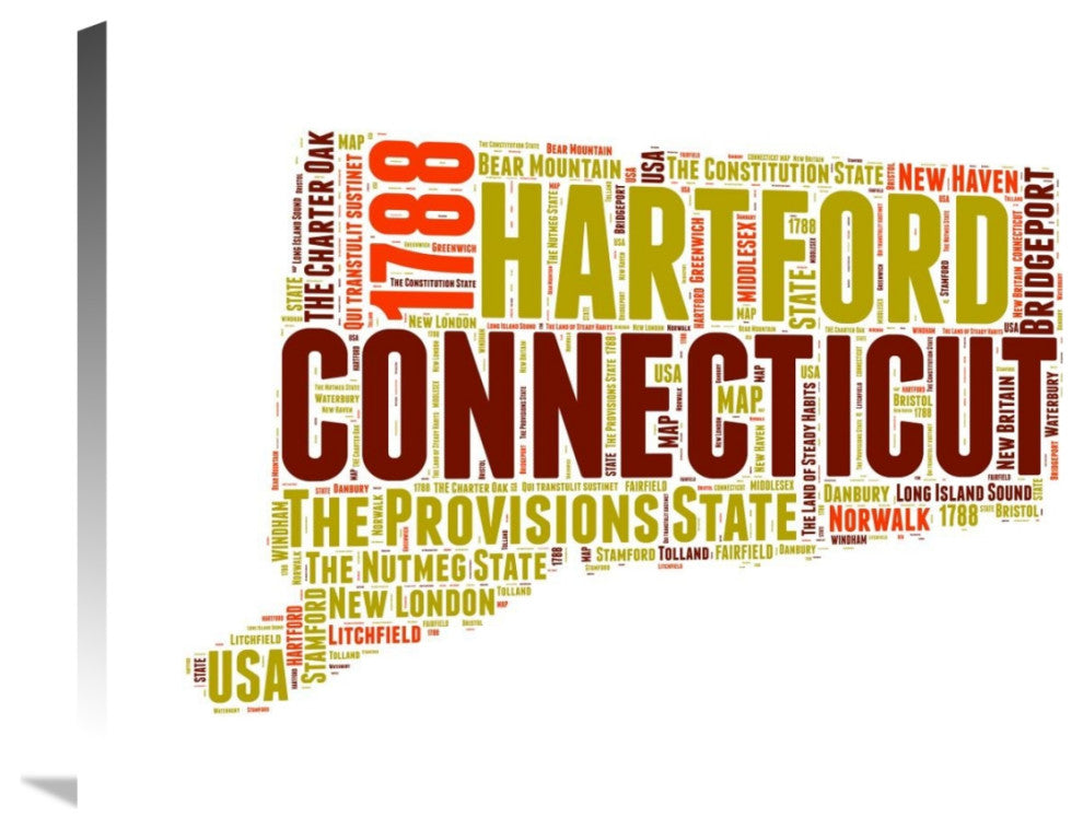 "Connecticut Word Cloud Map" Fine Art Print