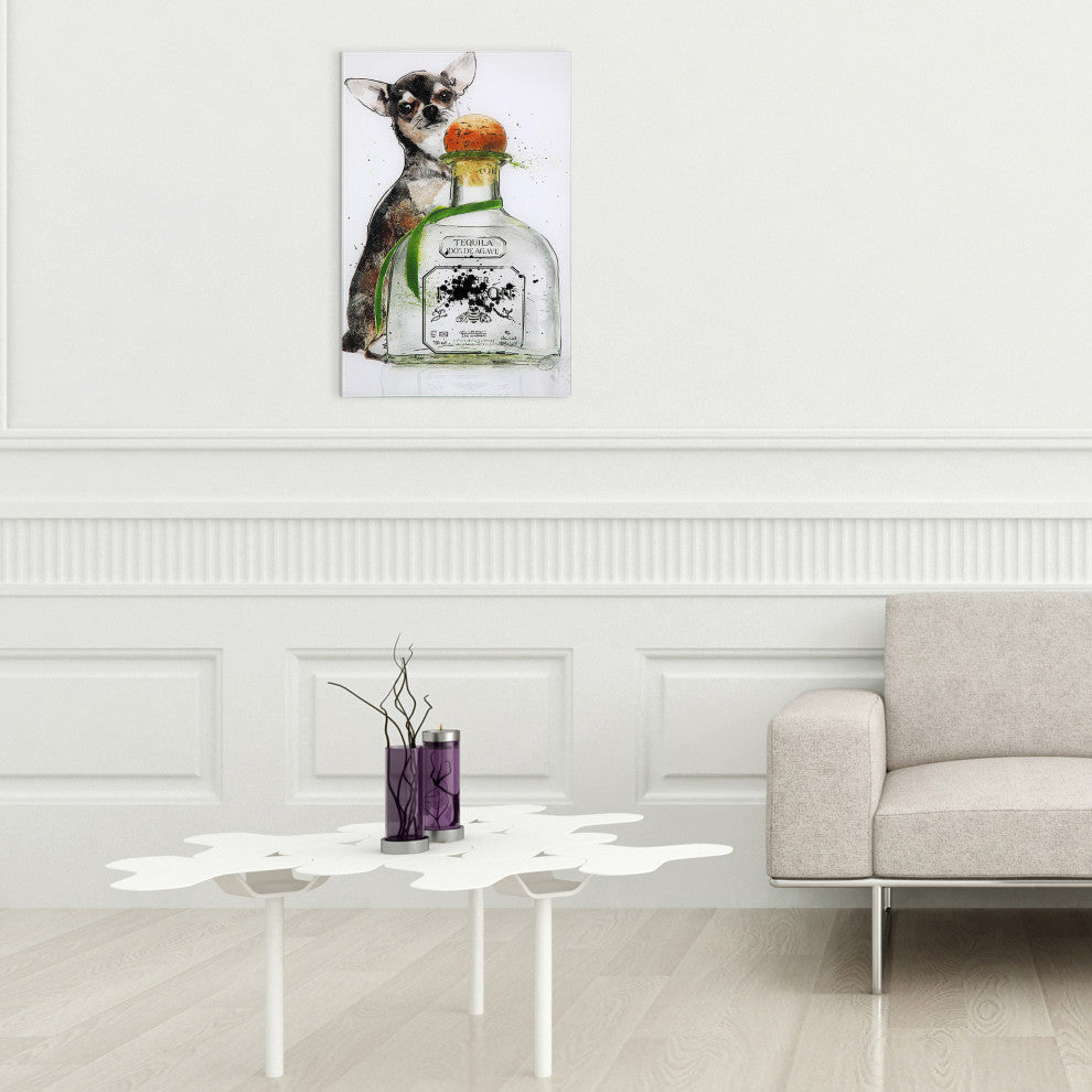 Viva Mexico Dog Fashion Wall Art on Frameless Free Floating Tempered Glass 24x16
