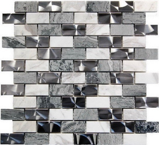 Metallix Brick Interlocking Blend Tile, 30 Sq. ft., 1x2