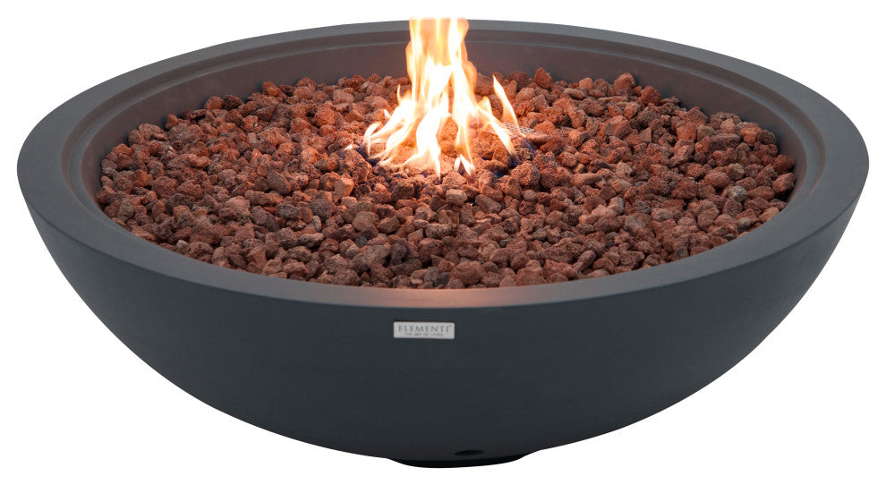 Rose Bowl Round Dark Grey Concrete 48" Propane Fire Bowl