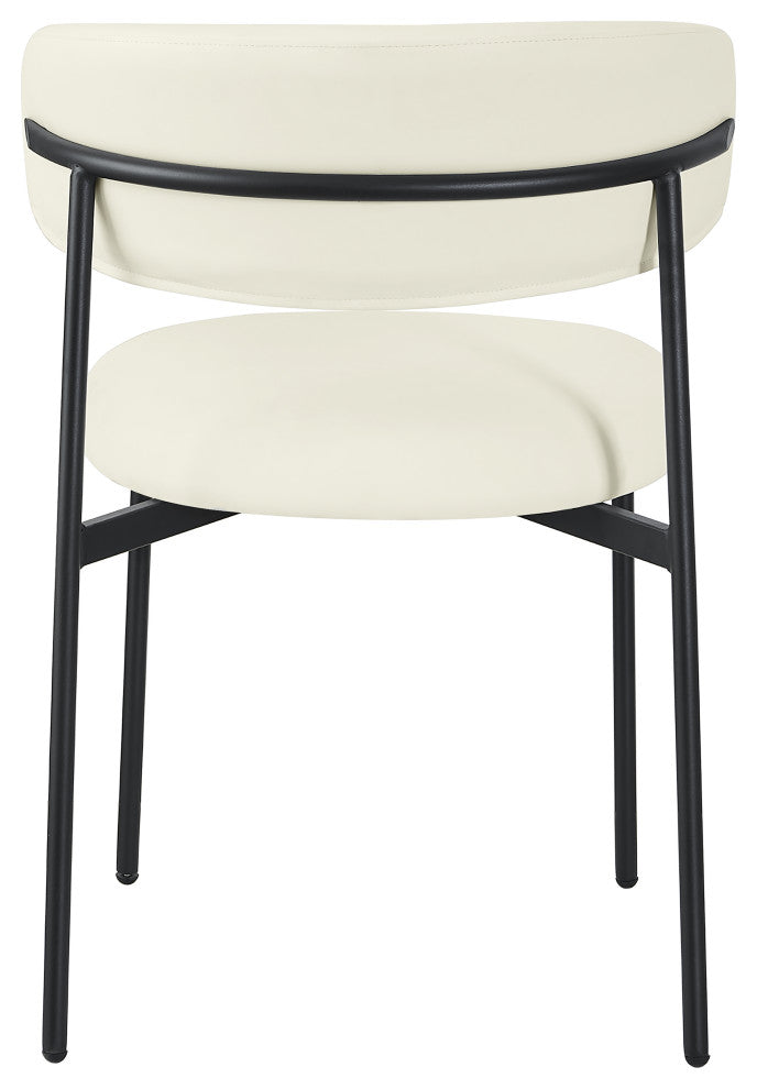Lupita Vegan Leather Dining Chair, Set of 2, Cream, Matte Black Finish