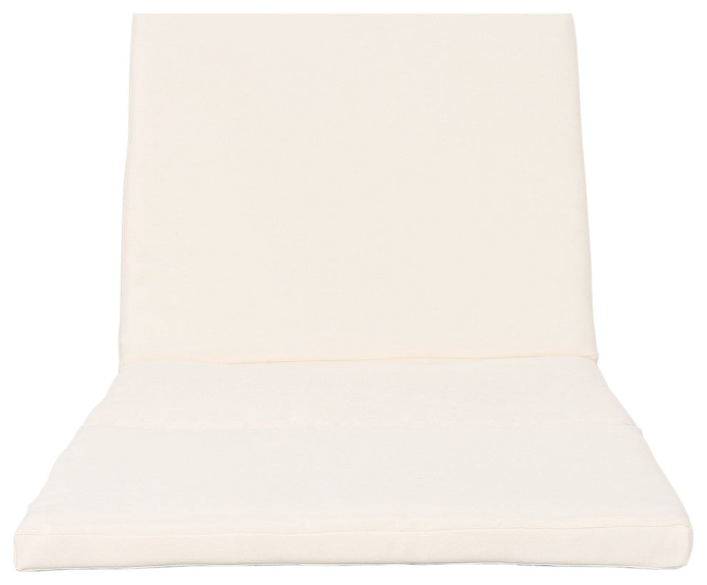 GDF Studio Laraine Outdoor Water Resistant Chaise Lounge Cushion, Cream, Set of 2