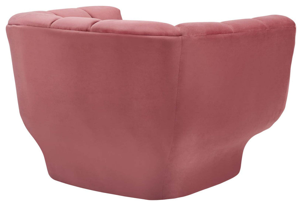Dusty Rose Entertain Vertical Channel Tufted Performance Velvet Armchair