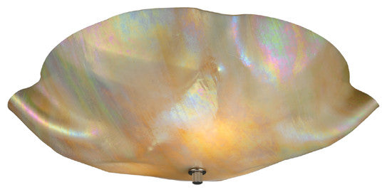 16" W Metro Beige Iridescent Organic Art Glass Flush Mount