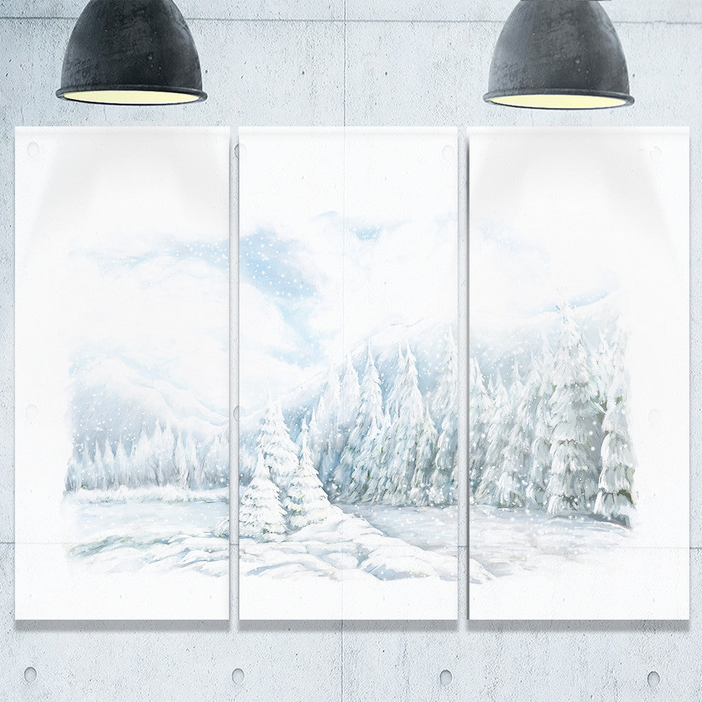 "Christmas Winter Happy Panorama" Metal Wall Art, 3 Panels, 36"x28"
