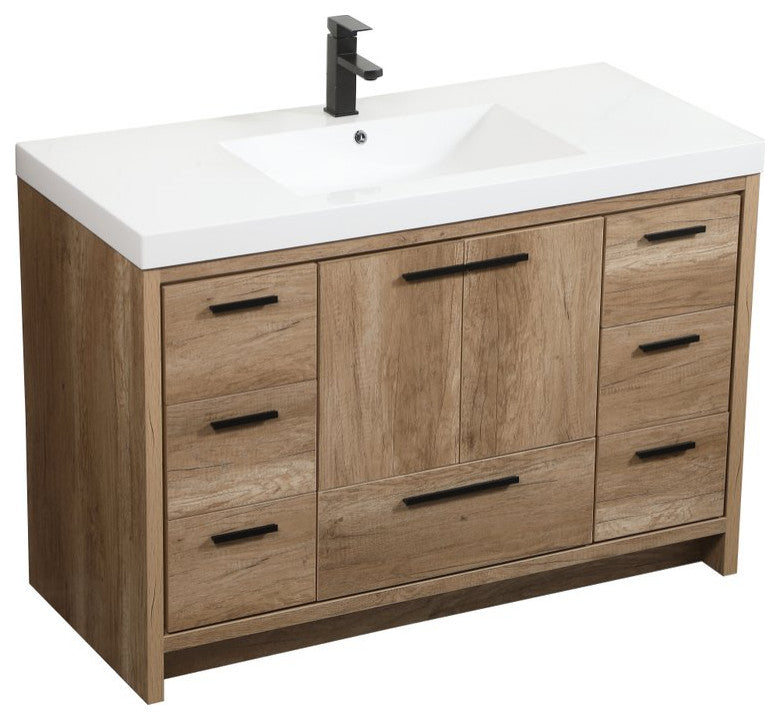 Walker Natural Oak-Light Bathroom Vanity, Natural Oak, 48"