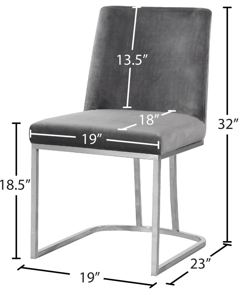 Heidi Black Velvet Dining Chair Set of 2, Gray