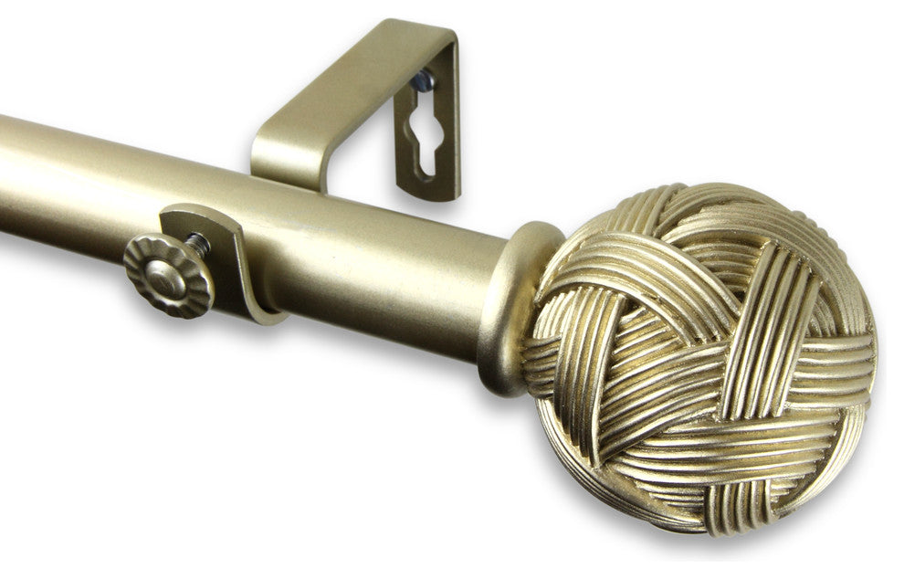 Twine 1" Curtain Rod 28-48", Black, Light Gold, 120-170"