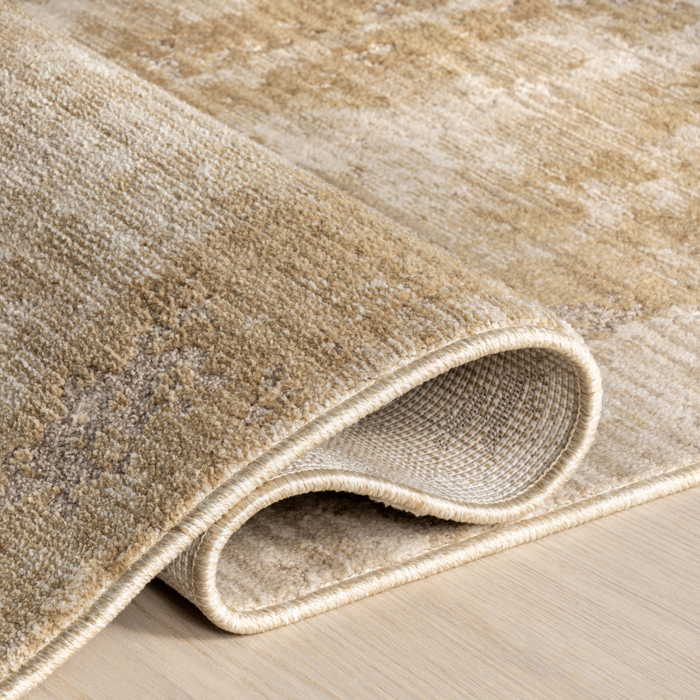 Eulalie Contemporary Abstract Area Rug, Sand 2'x3'