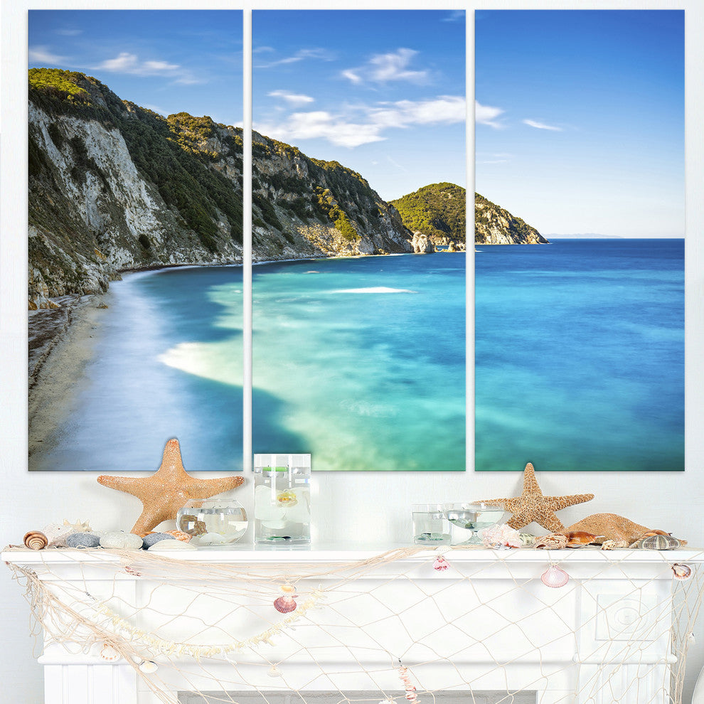 "Portoferraio Sansone White Beach" Metal Wall Art, 3 Panels, 36"x28"