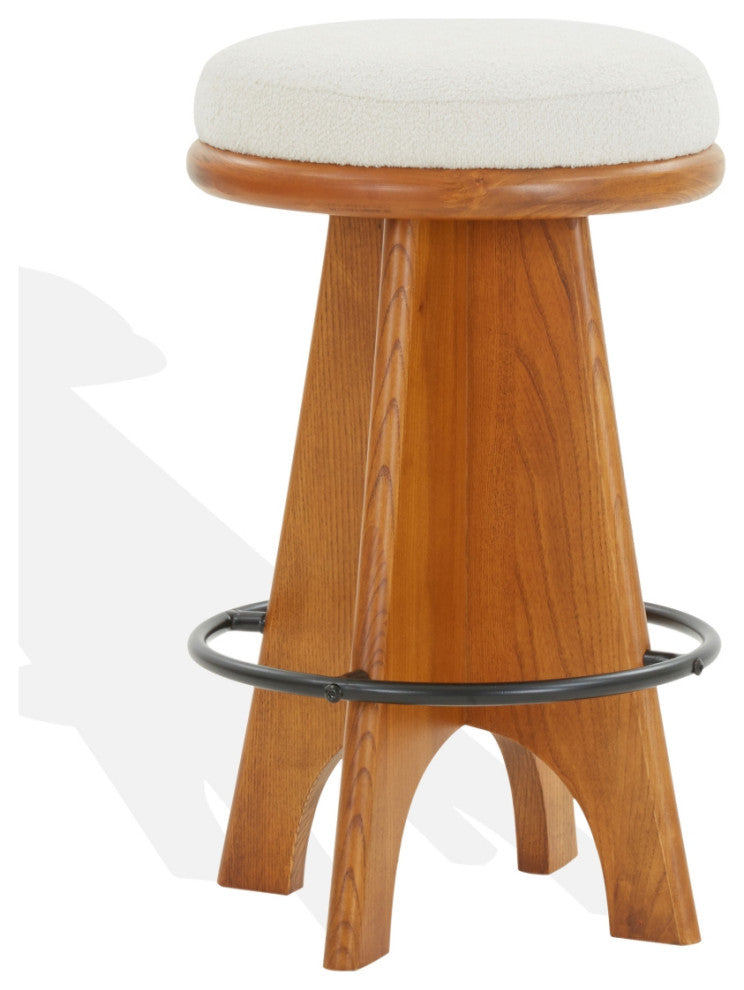 Safavieh Couture Bellarita Swivel Counter Stool, Ivory/Walnut