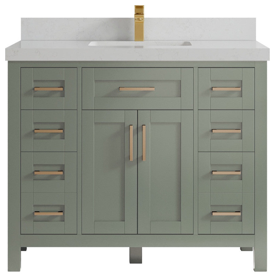 Cambridge 42" Single Sink Bath Vanity in Evergreen 2" Carrara Quartz
