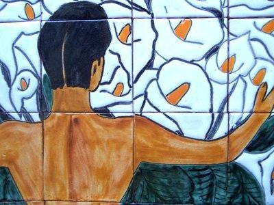 Callalillies Basket Clay Talavera Tile Mural