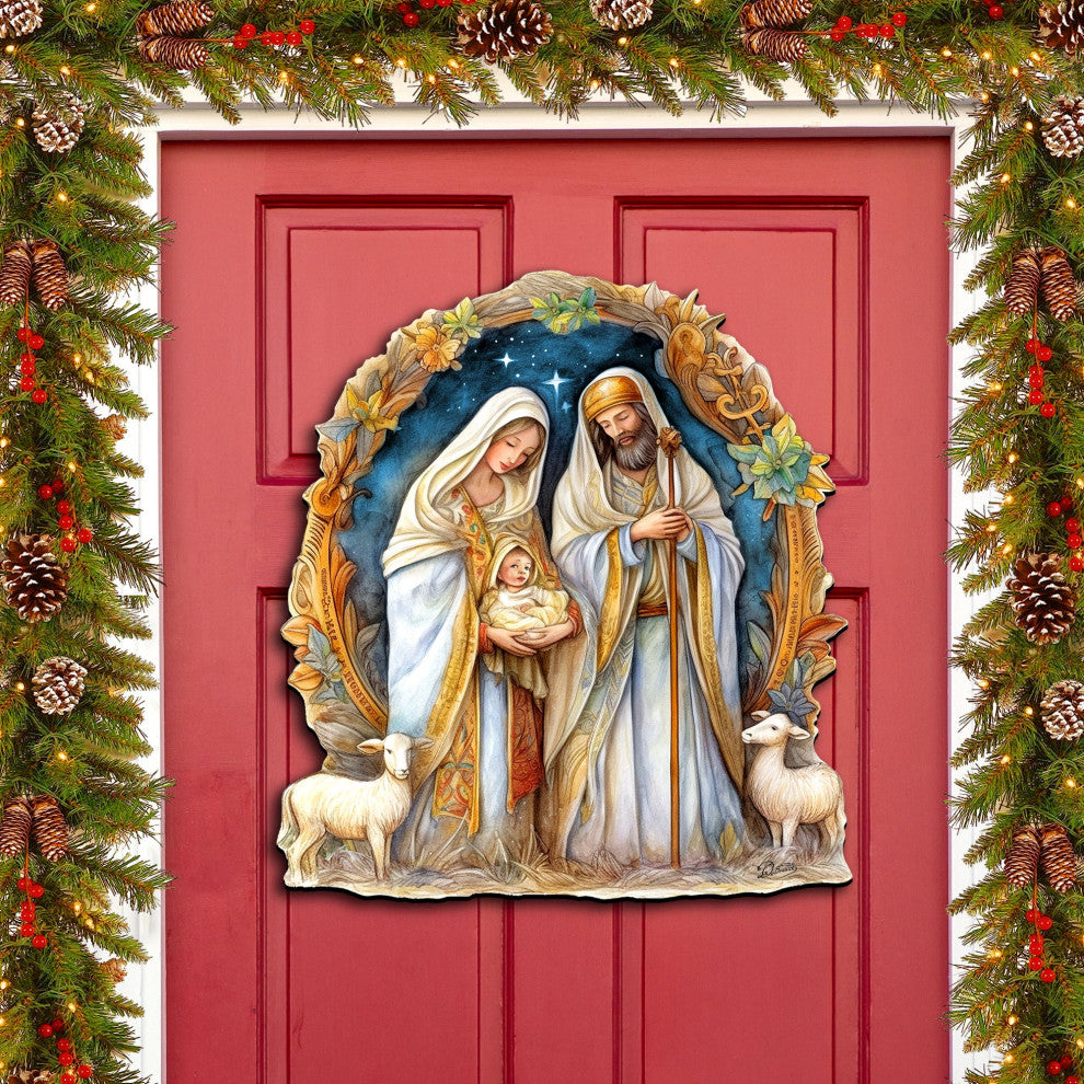 Nostalgic Nativity Scene Holiday Door Decor