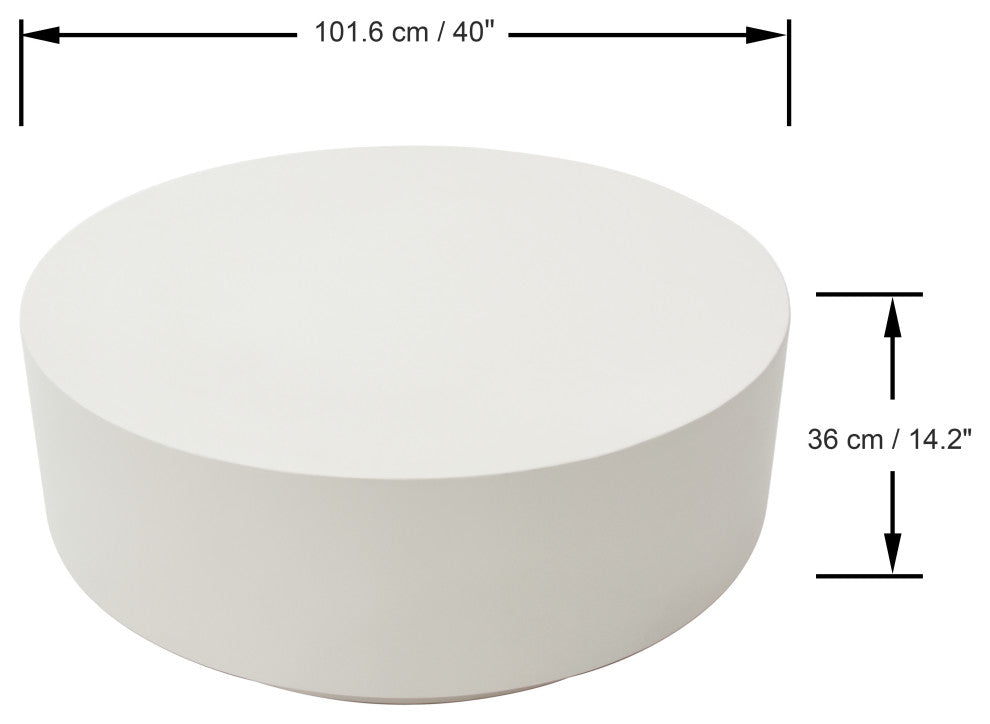 Rome 40" Round Concrete Coffee Table, Cream White