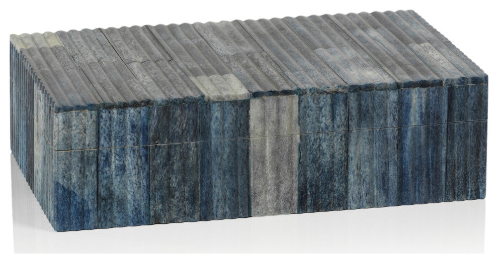 Prato Ribbed Blue Bone Inlay Decorative Box