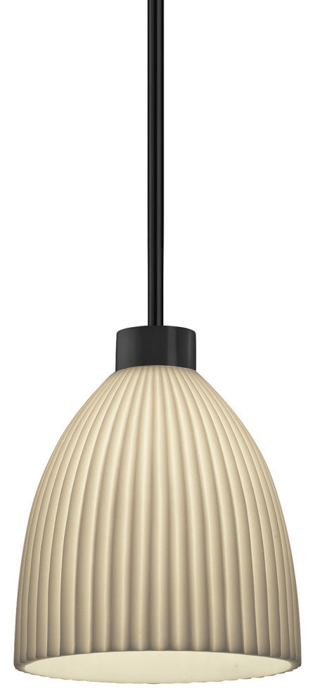 Porcelina Impala Tapered Cylinder Curved Pendant 18"x21.5", Matte Black