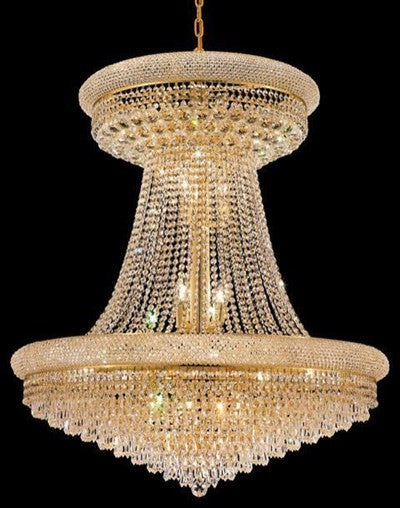 Elegant Primo Foyer Hall Light, Gold Finish With Royal Cut Crystal